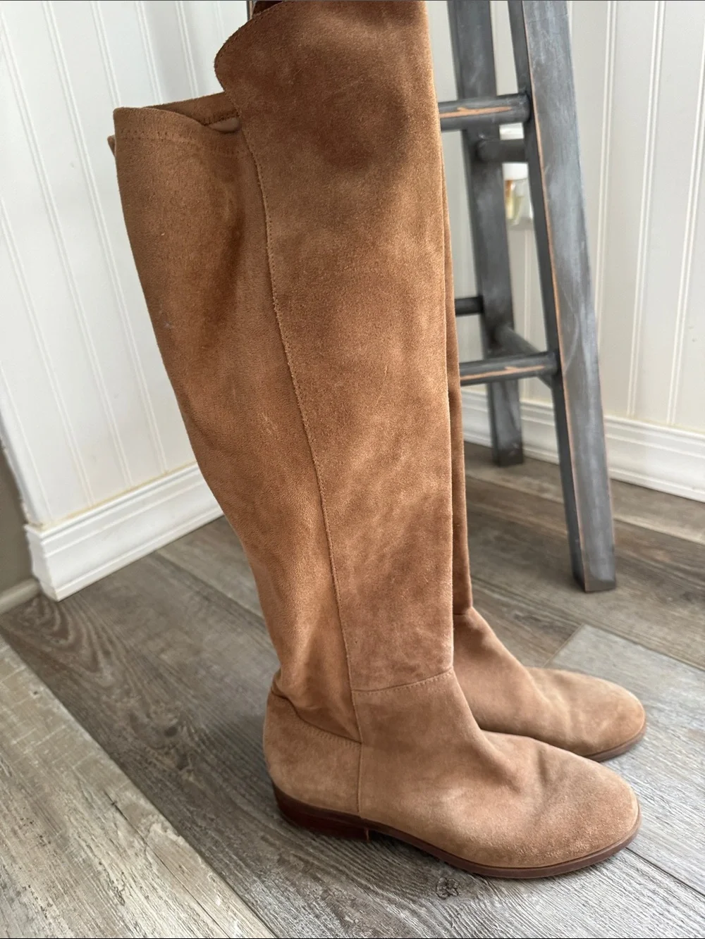 Sole Society Over-the-Knee Suede Boots in Tan